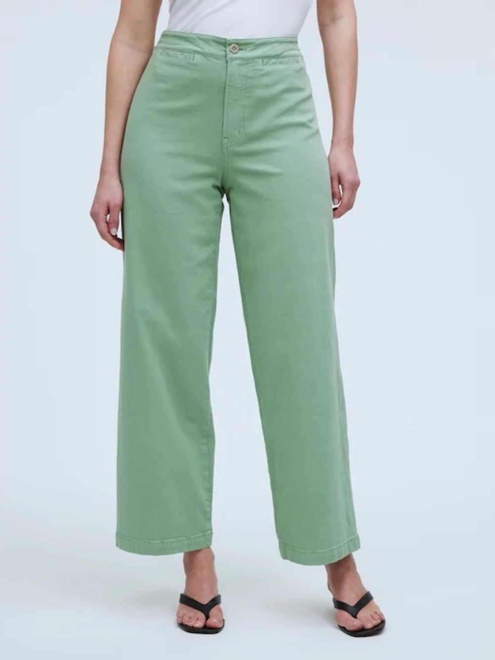 Madewell The Emmett Wide-Leg Crop Pant green boho Pocket Size 29
